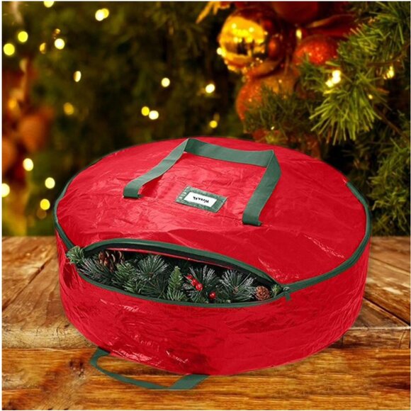 NEW Set of 2 Christmas Wreath Storage Bag Container Garland Organizer Handle 36" - Picture 1 of 11